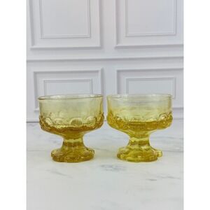 VTG PAIR (2) Franciscan Madeira Cornsilk Yellow Dessert Sherbet Coupe Glasses